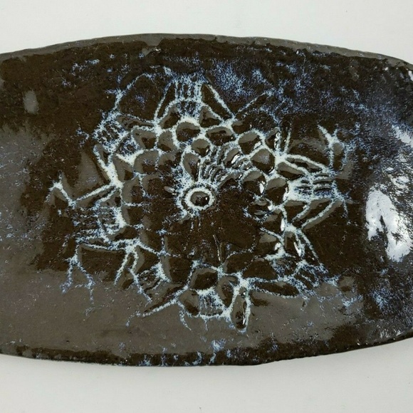 Handmade Modern Art Pottery Floral Tray Platter - Picture 2 of 7